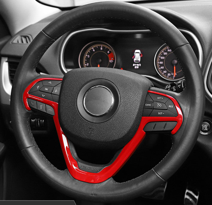 2*Red plastic Interior Steering Wheel Cover Trim for Jeep Grand Cherokee 14-2020 v