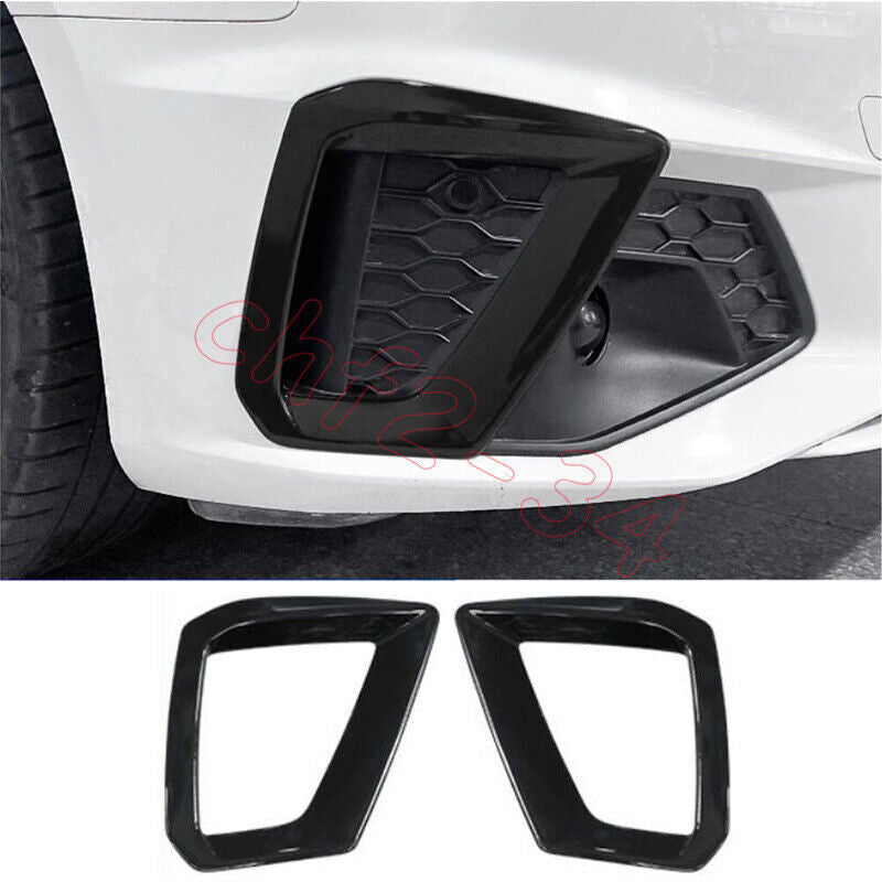 for Audi A4 S4 2020-24 ABS Glossy Black Front Fog Light Lamp Frame Cover Trim 2P