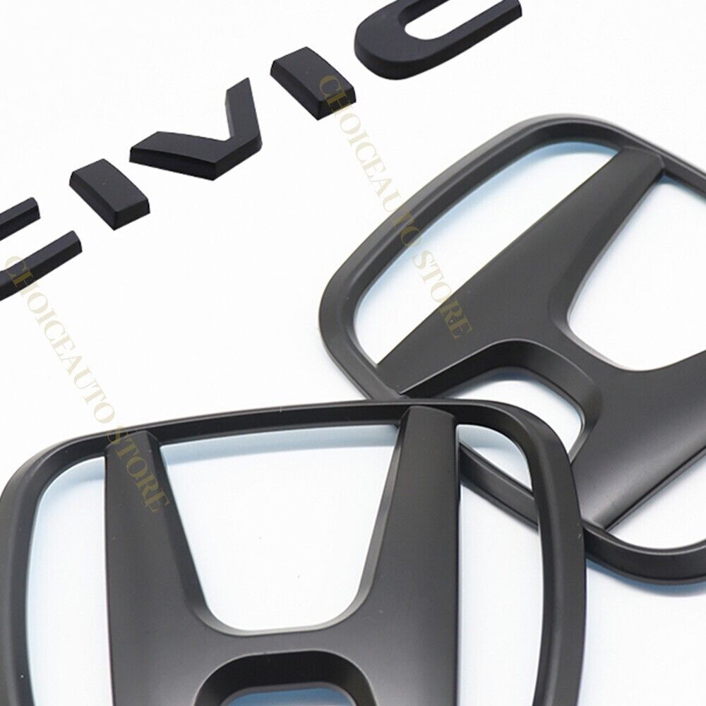 SET for H+CIVIC FC FK 2015-2021 MATTE BLACK EMBLEM BADGE ADHENSIVE STICKERS