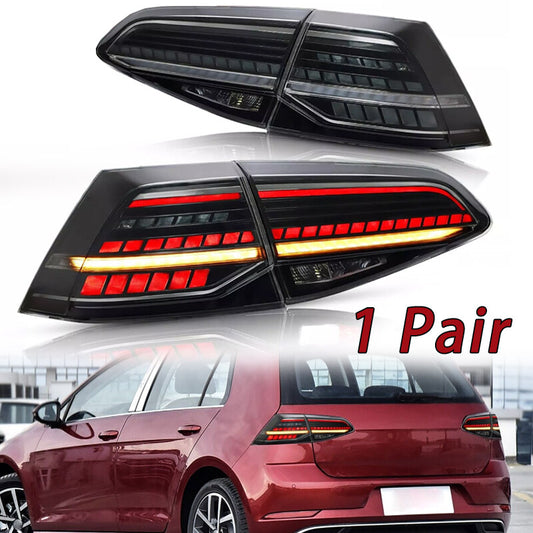 Full LED taillights are available on 2014-2019 for Volkswagen for Golf 7 MK7 GTI MK7.5 models with smoked finishes.