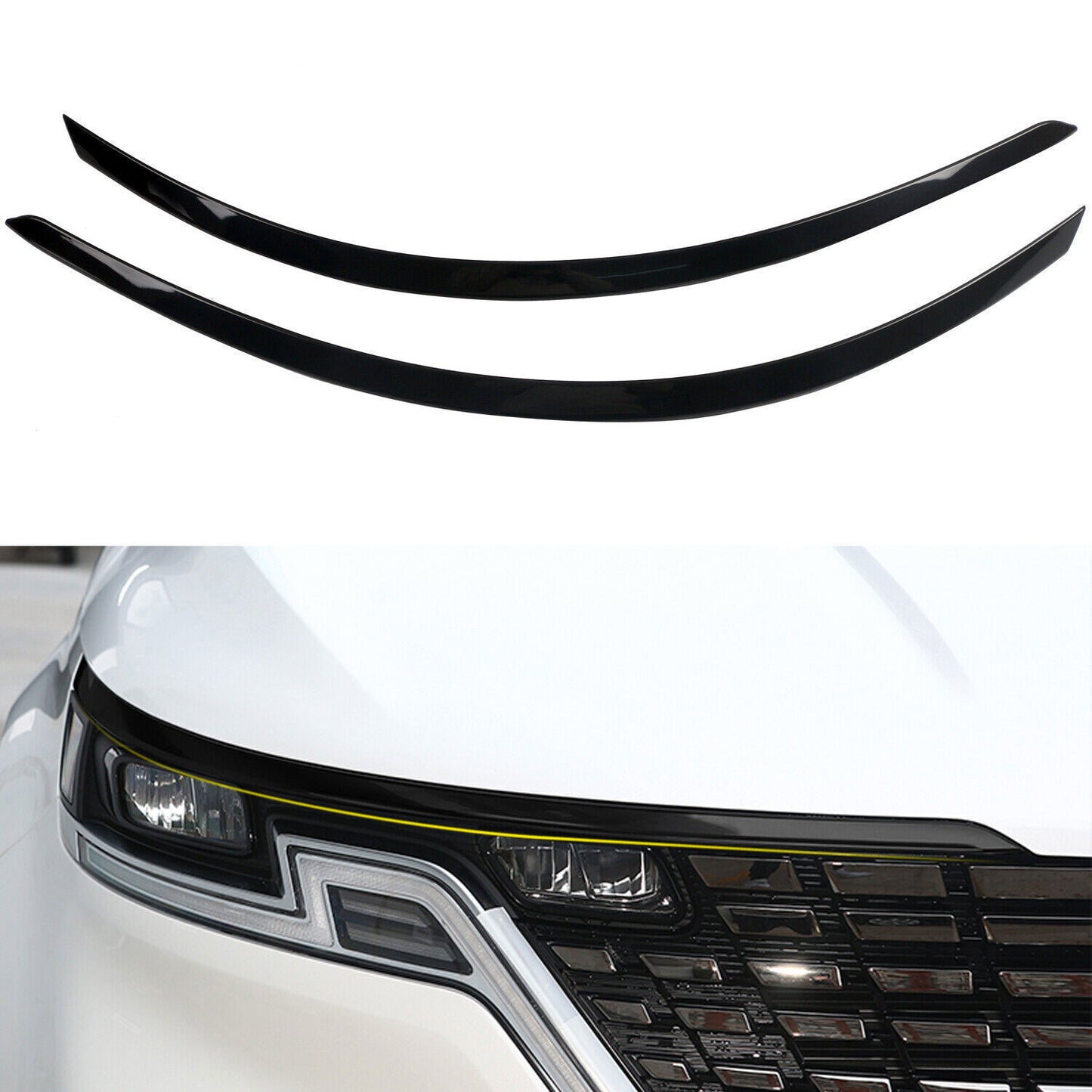 Black Front Exterior Head Light Eyebrow Cover Trim for Kia Carnival 2022-2023 B n