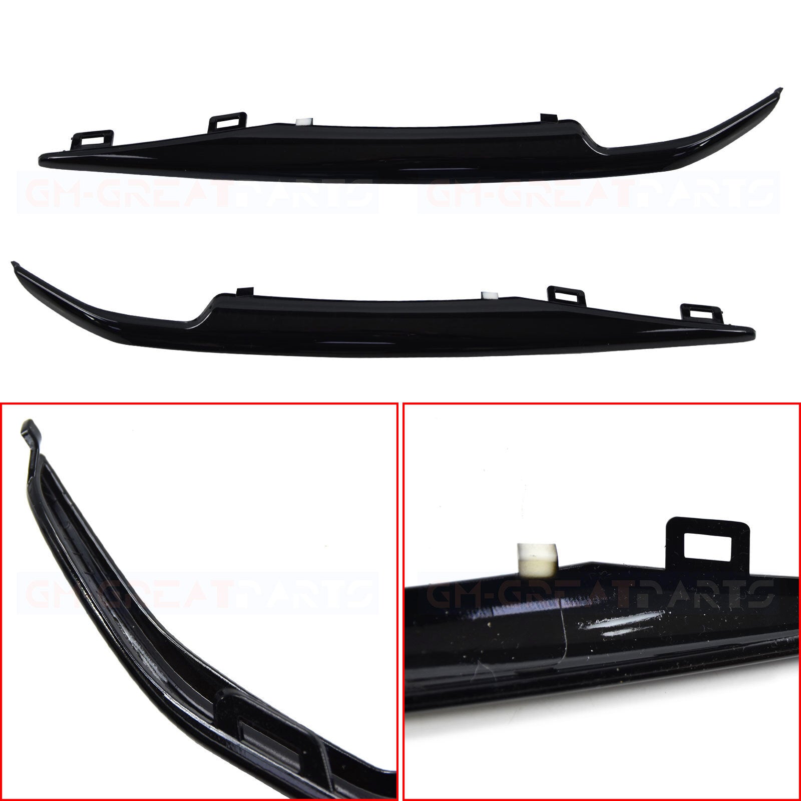 ront Bumper Trim Set + Lower Grille Black For 2015-2020 for Cadillac for Escalade n