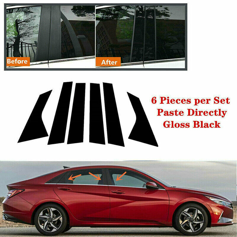 Piano Black Pillar Post Door Window Strip Trim for Hyundai for Elantra Sedan 2021-23