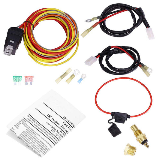 185 on/165off Thermostat 40A Dual Electric Cooling Fan Wiring Relay Install Kit Q