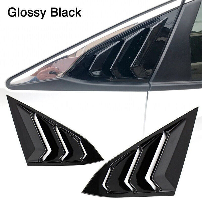 2P Gloss Black Rear Quarter Window Louver Cover Trim for Honda for Civic Sedan 19-21