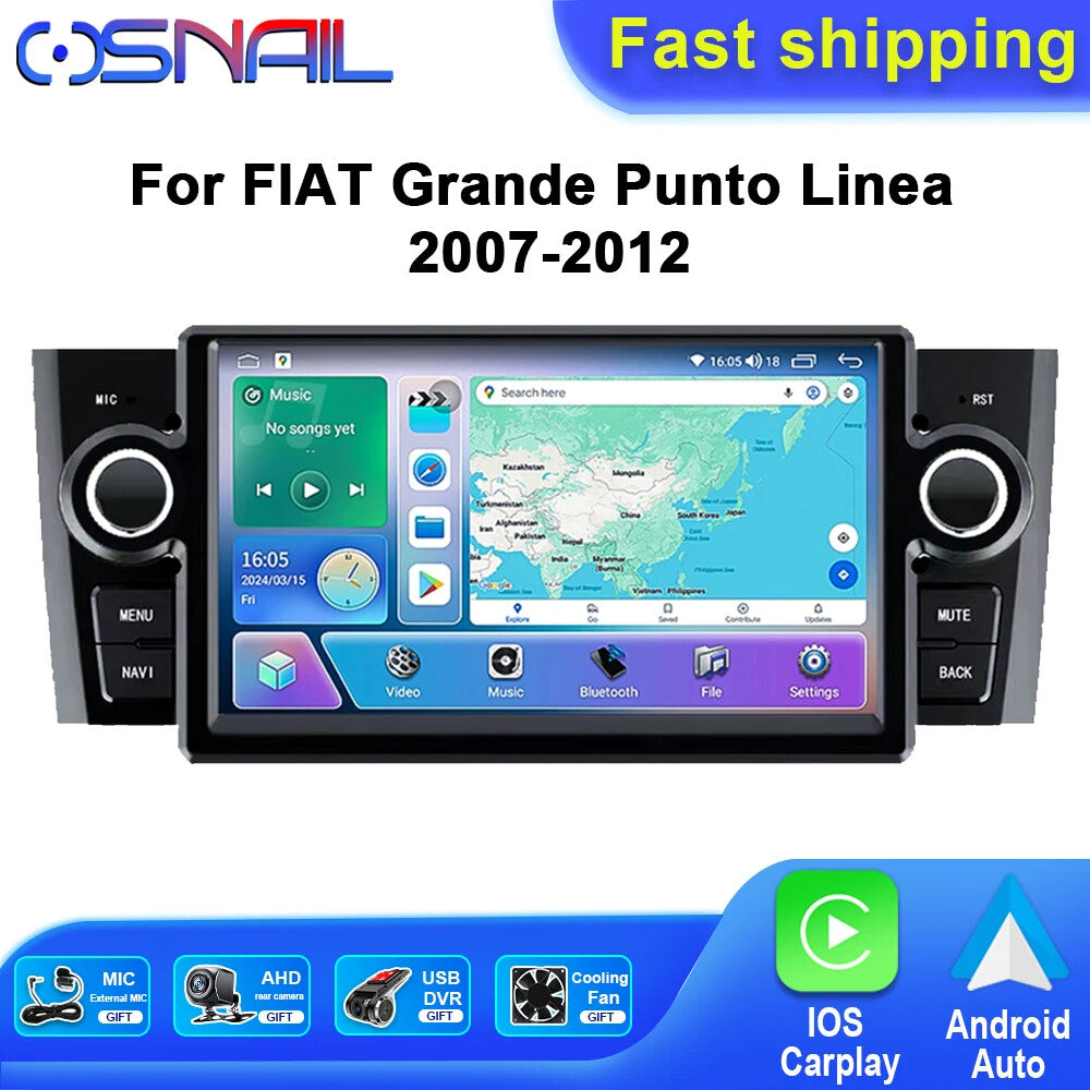 Stereo Car Radio for Fiat Grande Punto Linea Auto Video Player CarPlay GPS Navi