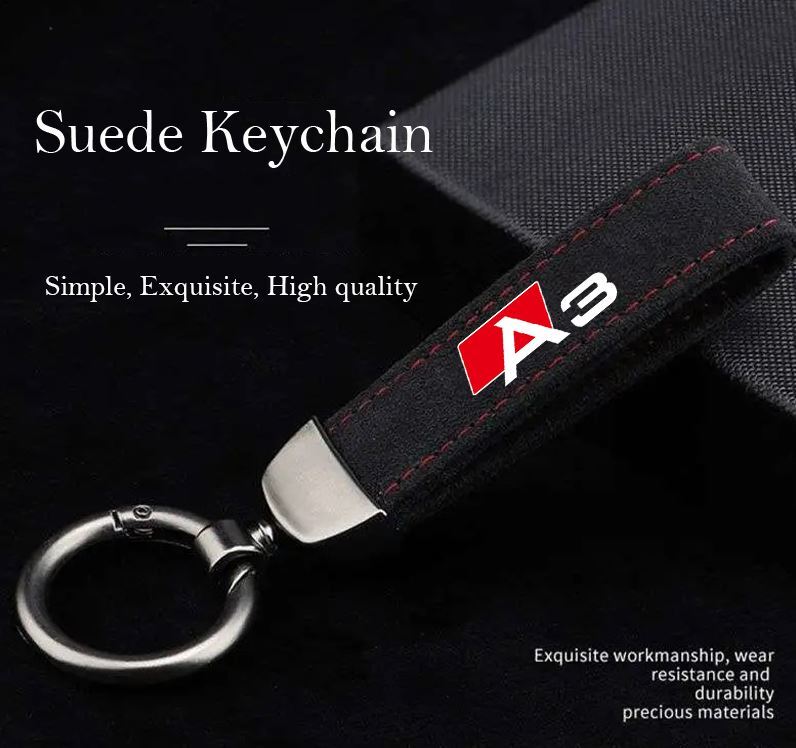Black and red suede car keychain/key ring/horseshoe buckle accessory for Audi for A8 .