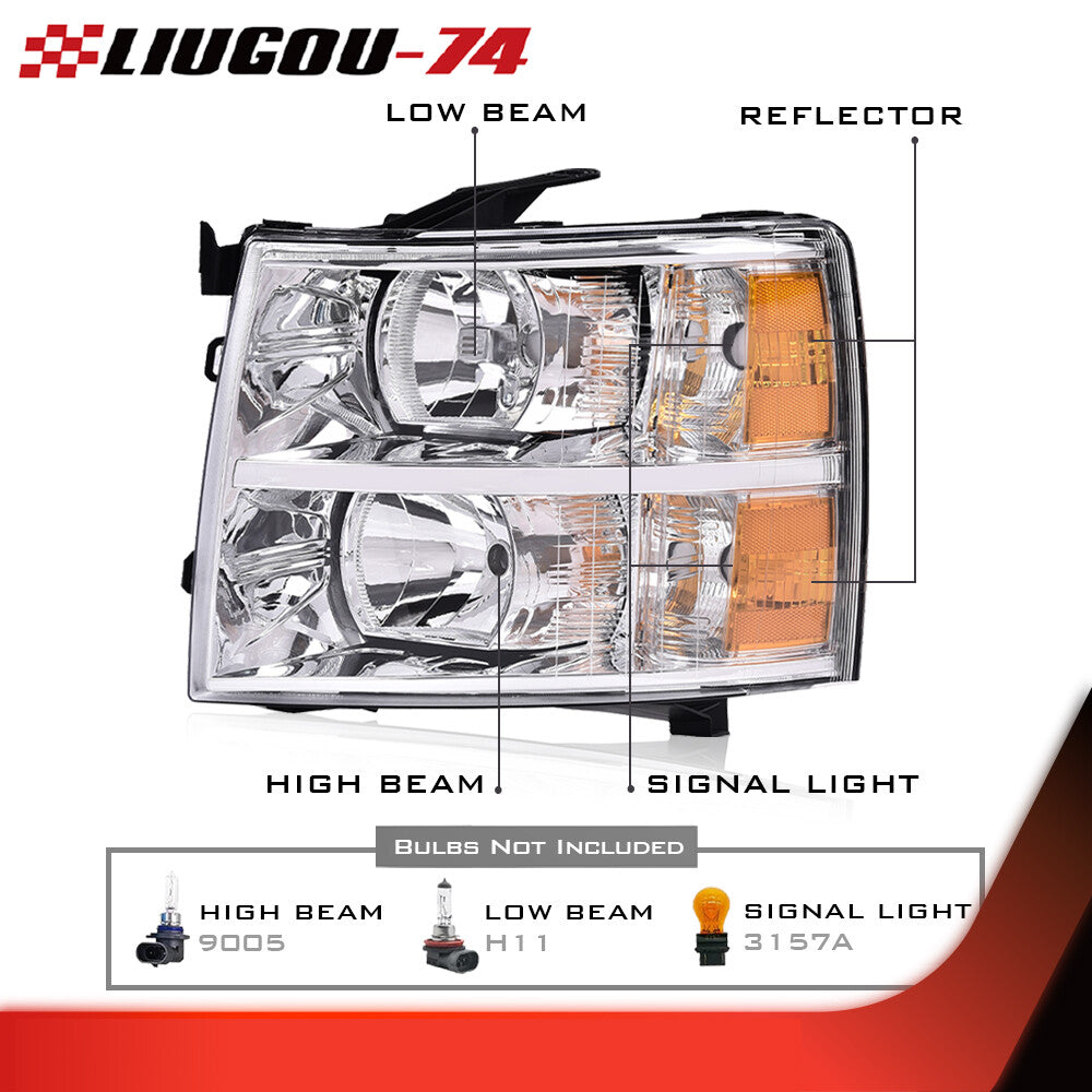 for CHRome/Amber Corner Light Left Fits 2007-2014 for Silverado - v
