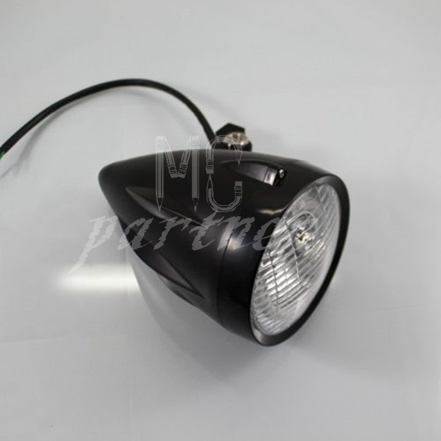 New Black Motorcycle ABS Bullet H4 Halogen Custom Headlight for Harley custom Q