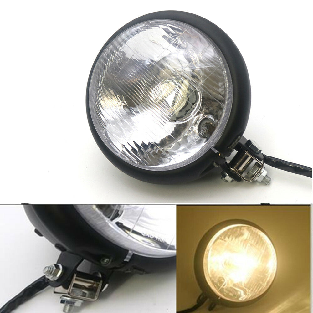 Black Metal Retro Round Headlight for Honda Bobber Chopper Old School Custom 8mm Q