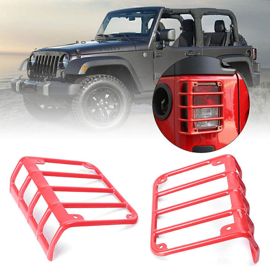 2x Red Rear Tail Light Lamp Guard Cover Fit 2007-2017 16 for Jeep for Wrangler JK Sahara