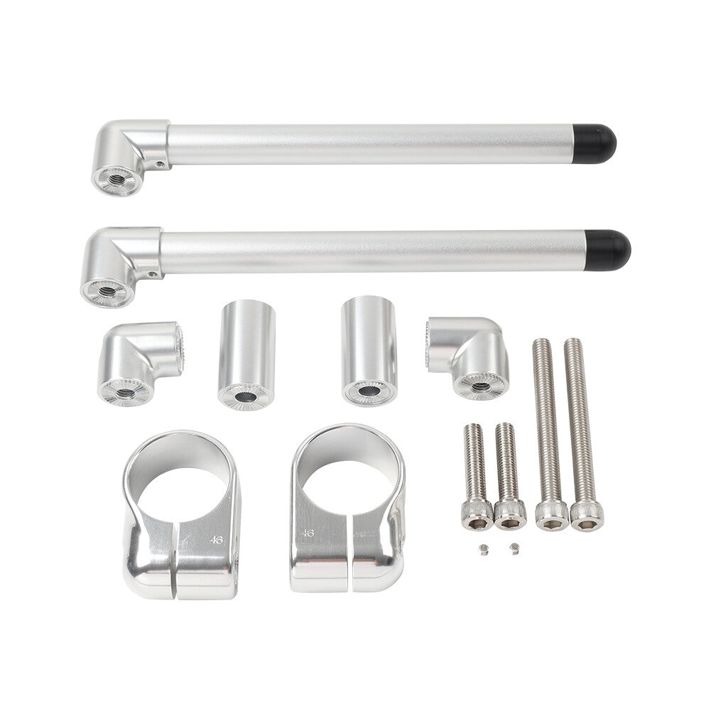 46MM Cafe Racer Bars 7/8 Universal Clip-On Handlebar Fork Tube Silver