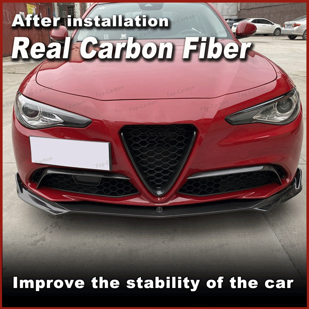 REAL CARBON Front Fog Light Fins Cover Fit for Alfa Romeo Giulia Base 2015-2020