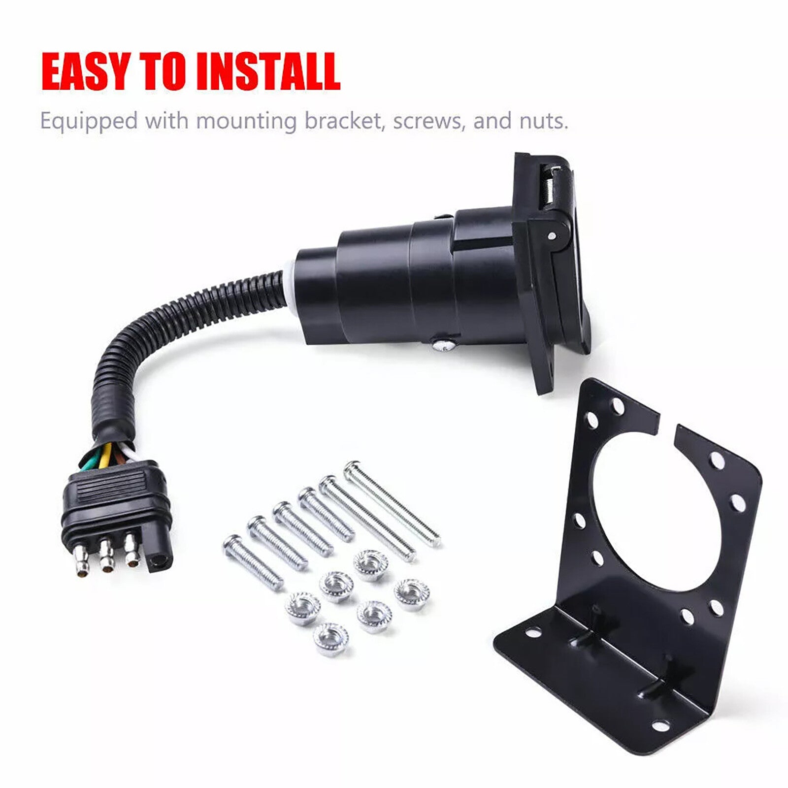 4 Pin to 7 Way Blade For RV Trailer Plug Adapter Truck Light Wire Connector