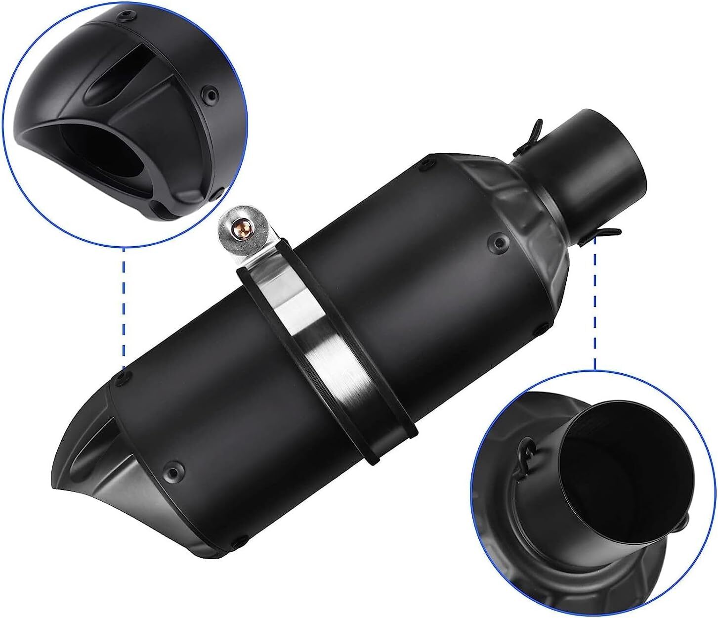 (Black)Universal 1.5-2 Motorcycle Short Exhaust Muffler fits most motorcycles