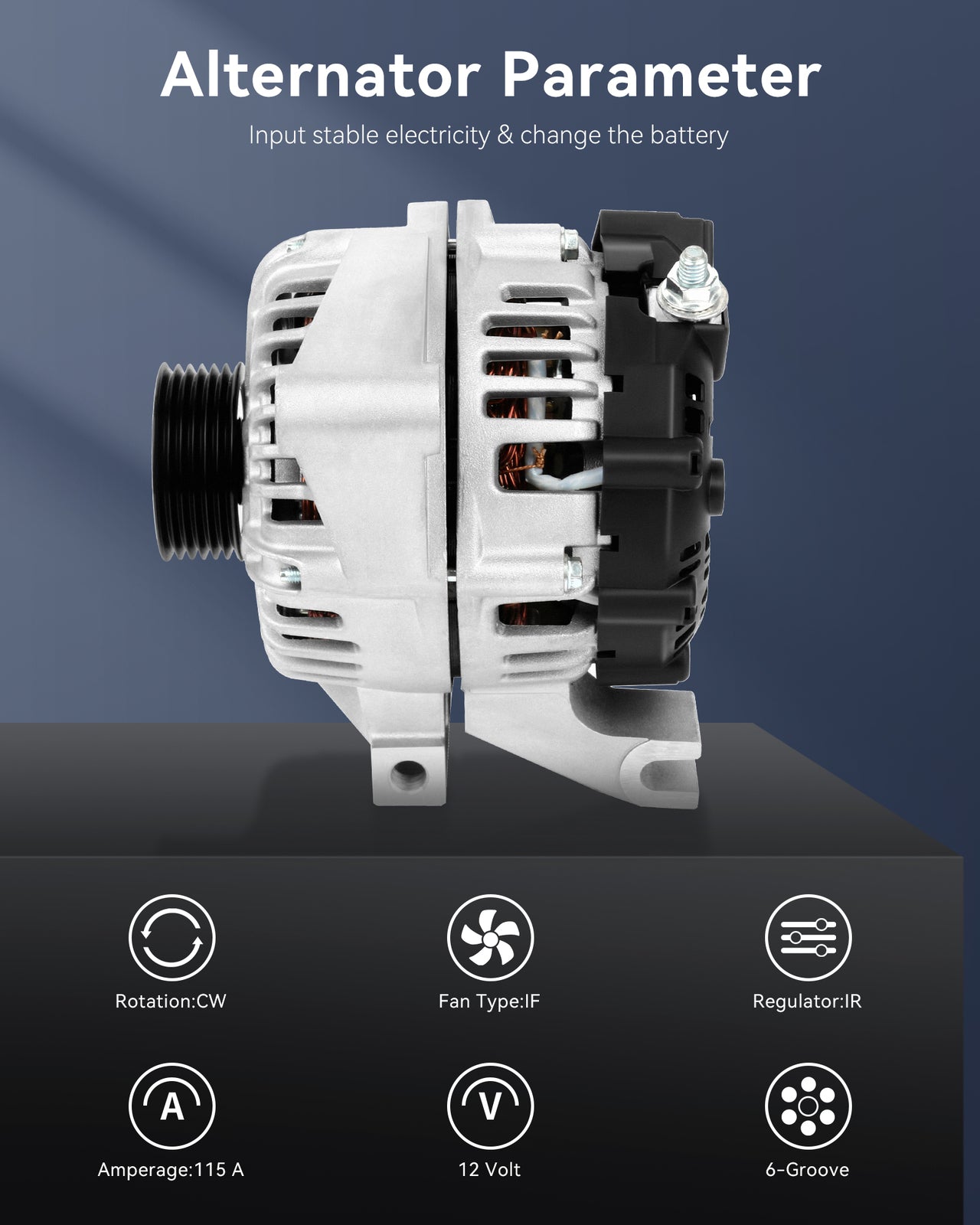 AVA0063 New 115Amp Alternator 12V Fit for 2004-2008 for Chevrolet Malibu AVA0063