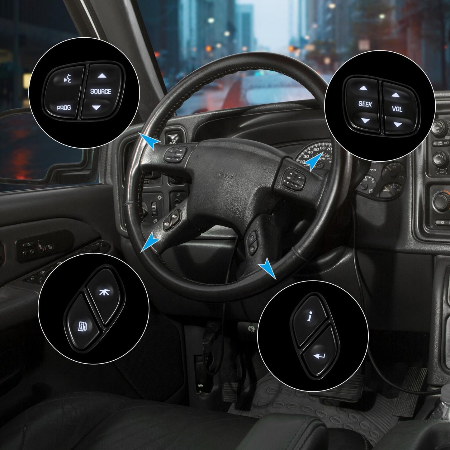 4-piece LED steering wheel radio volume control switch button for GMC - n
