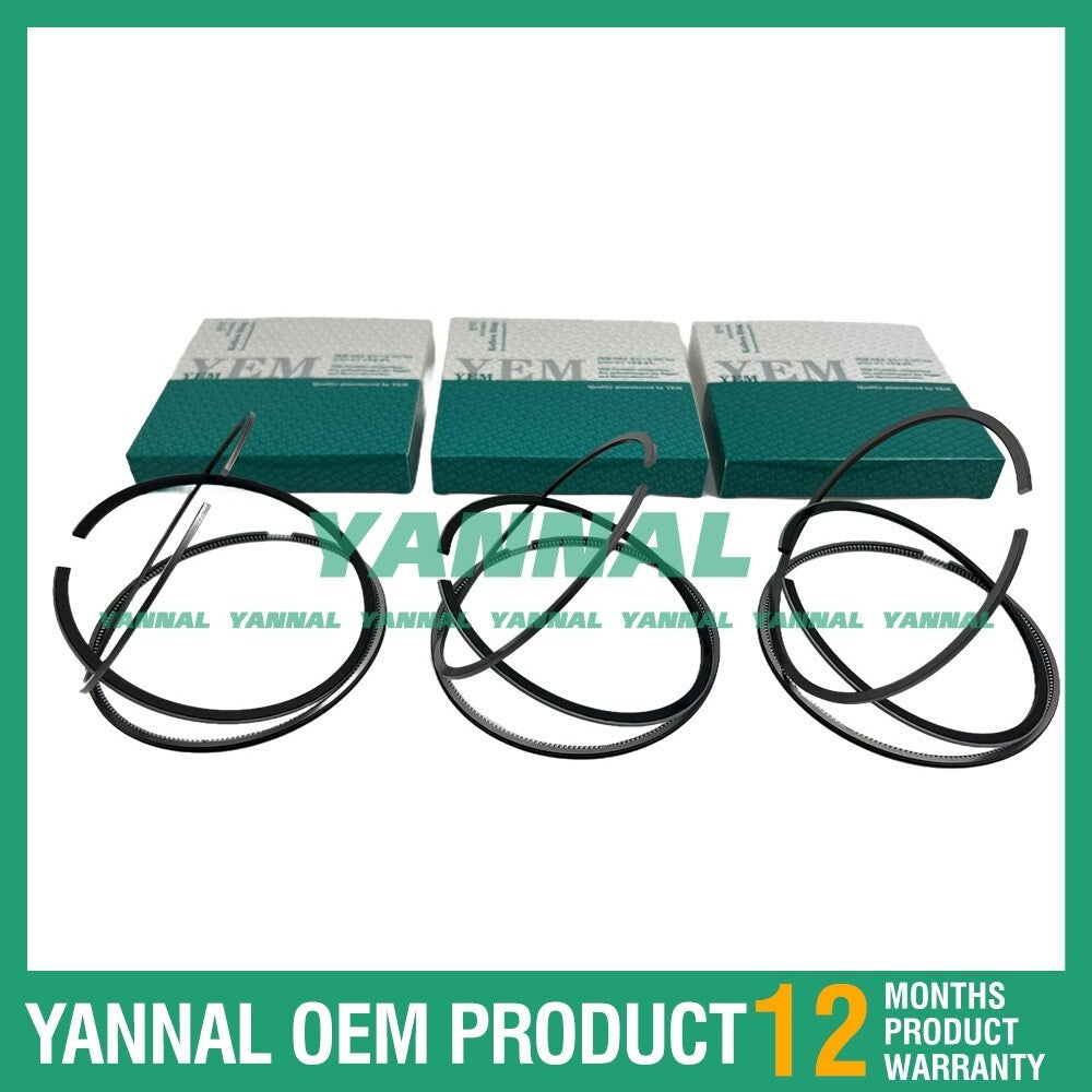 3 new D600 Piston Ring Kits (STD) for Kubota Excavator Diesel Engines