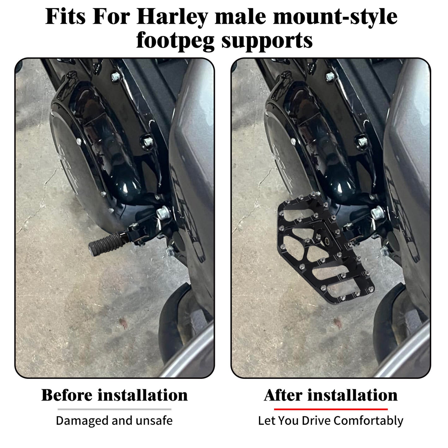 MX Style Wide Fat Foot Pegs Floorboard Fit for Harley Touring Road Electra Glide