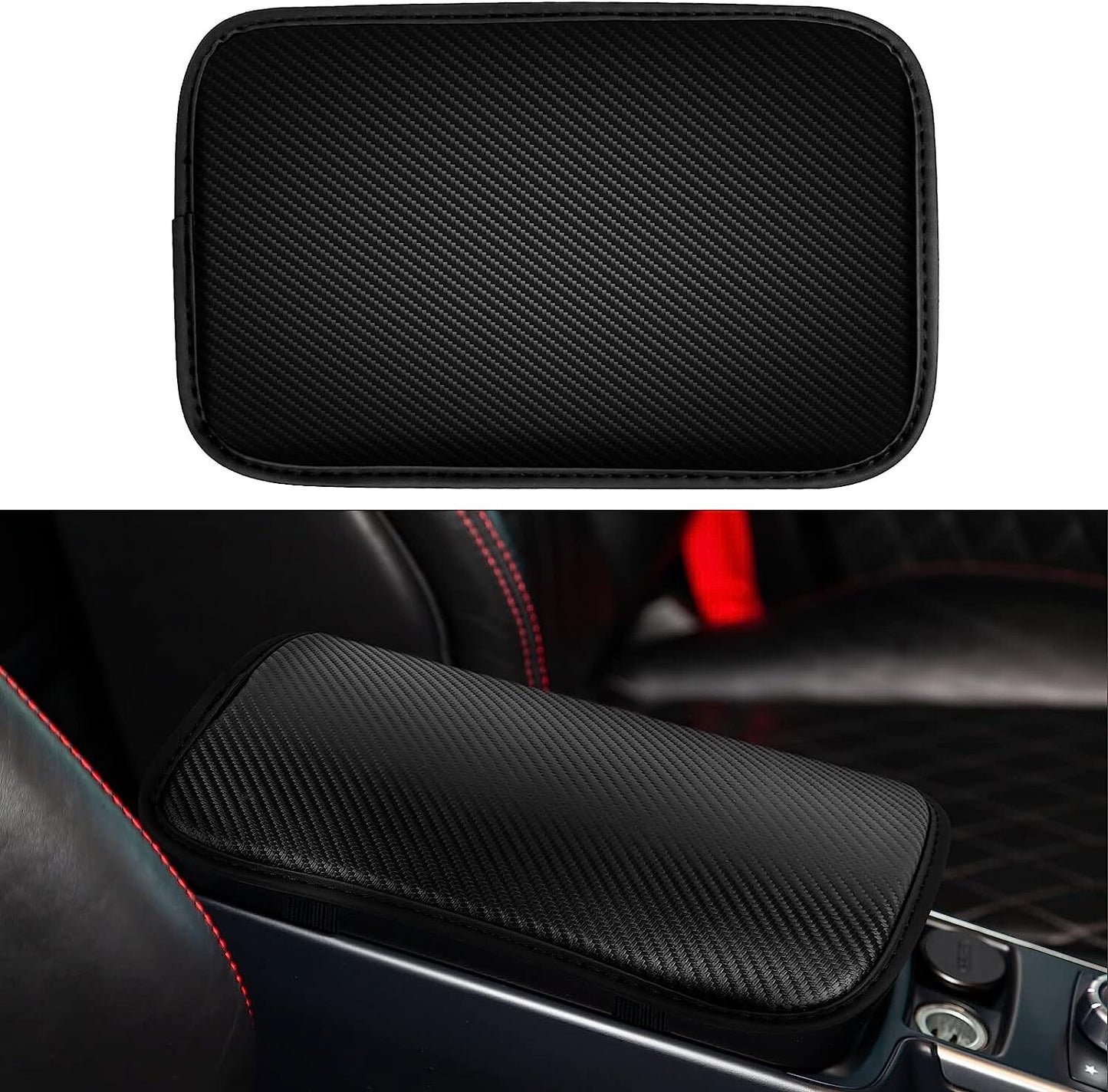 1Pc Carbon Fiber Car Center Console Armrest Mat Pad Cover New Accessory Black