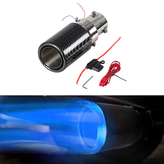 Car Exhaust Muffler Tail Pipe Turbo Throat Rolled Models Rolled Edges Blue LED