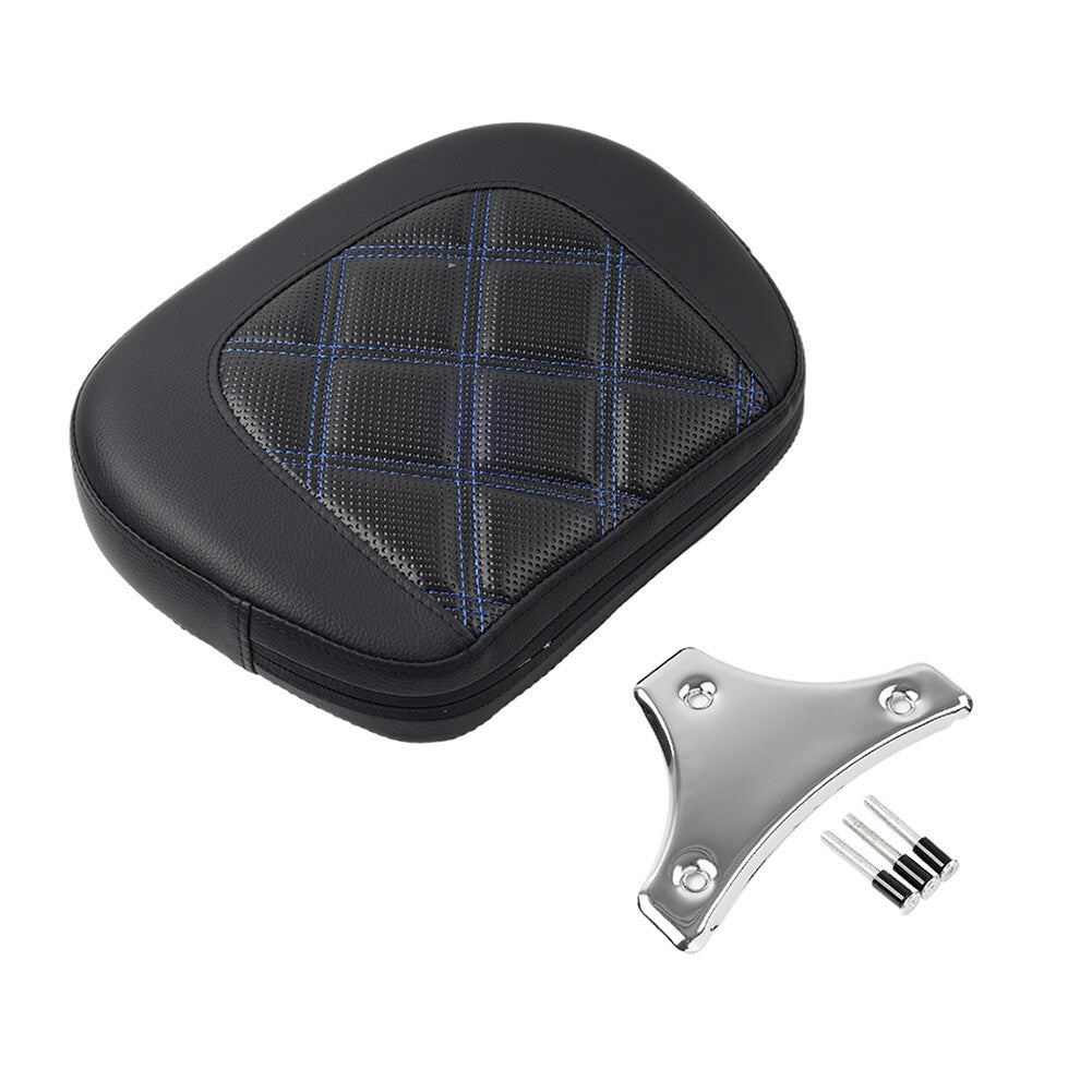 Stitching Blue Passenger Sissy Bar Backrest Pad Bracket for Harley Street Glide