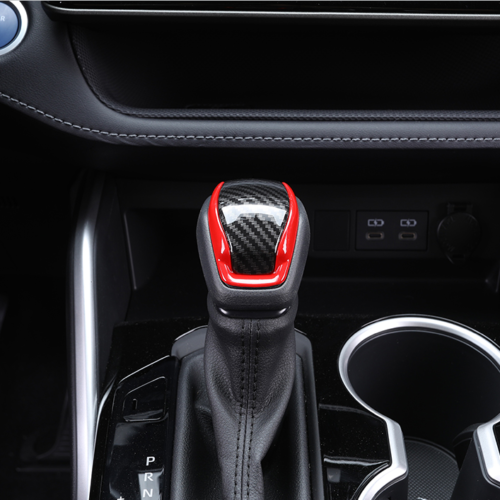 Carbon Fiber+Red Inner Gear Shift Knob Cover Trim ABS for Toyota Venza 2021-2023
