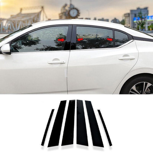 Window BC-Pillar Post Cover Trim Sticker for Nissan Sentra 2020-23 Gloss Black
