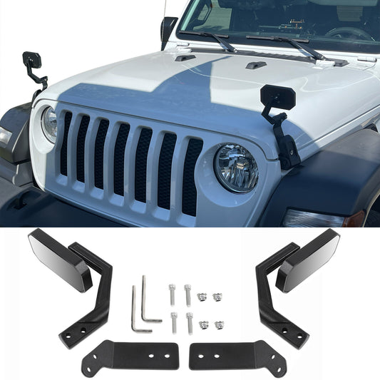 for Jeep for Wrangler JL JT JK 2011-2022 Wide Angle Hood Blind Spot Mirrors L&R