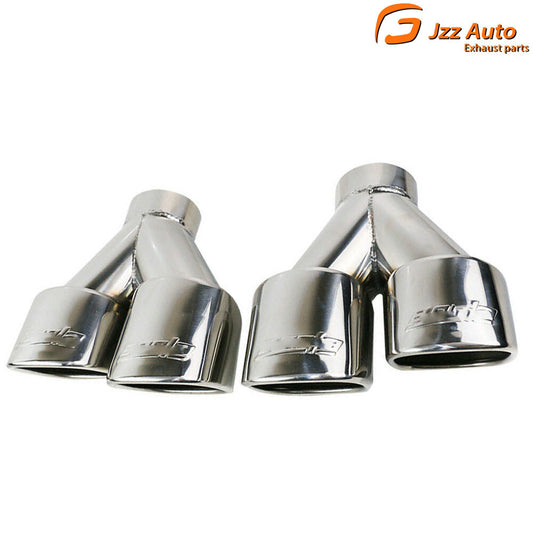 2PCS 67mm Weld-on Dual Exhaust Pipe Tip Muffler Tips Square Tips 2 Outlets