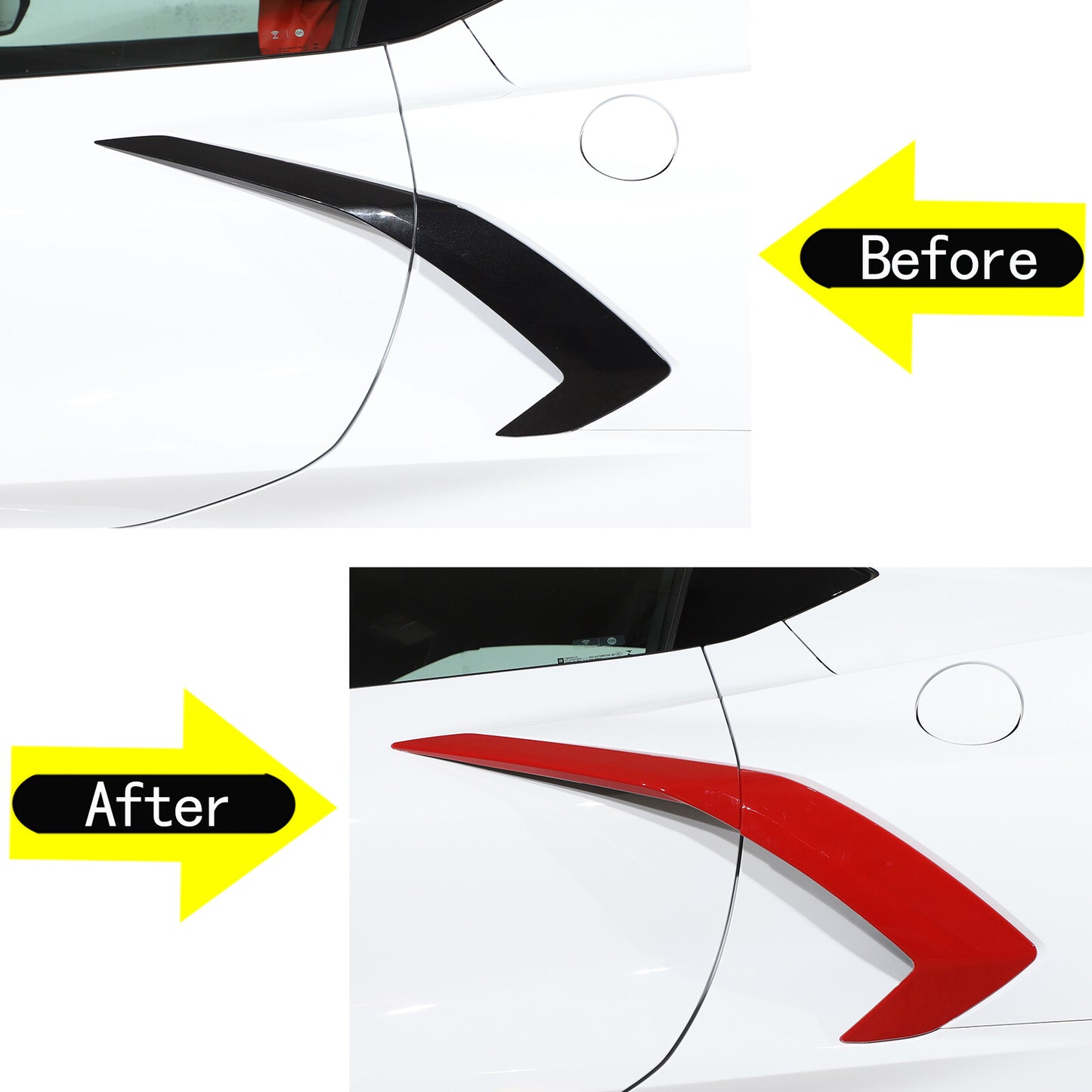 for Chevrolet for Corvette C8 2020-2024, red side vents, door spoon trim, 4 pieces, .