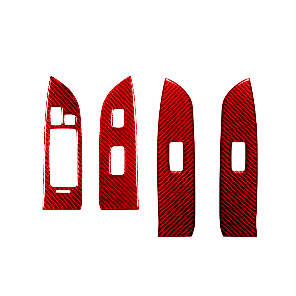 Red Carbon Fiber Rear Window Lift Control Cover Trim for Lincoln for Navigator 07-14 v