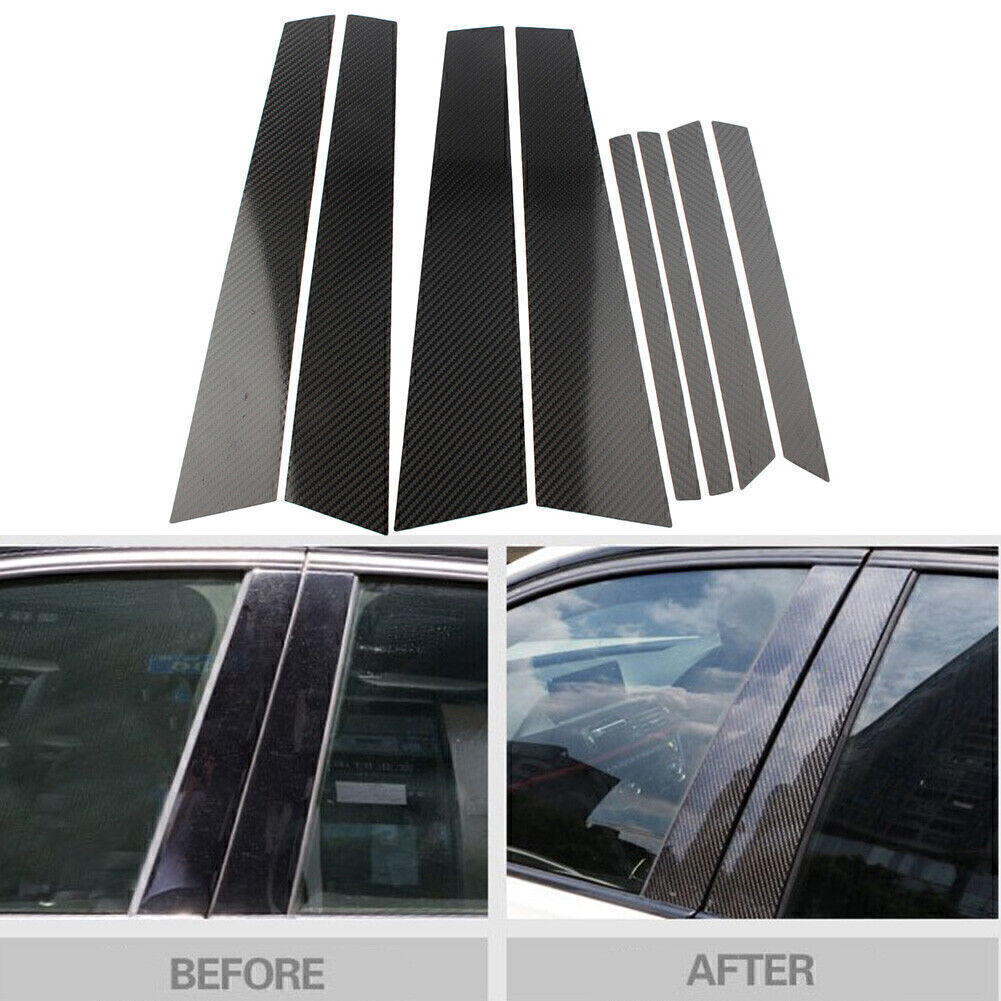 Window B Pillar Trim Cover Carbon Fiber Fit for BMW E71 2009-2014 (X6) X-Series 1Set