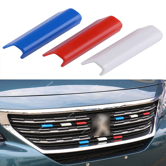 3X France Flag Color Car Front Grill Cover Trim Fit for Peugeot 301 4008 308 408