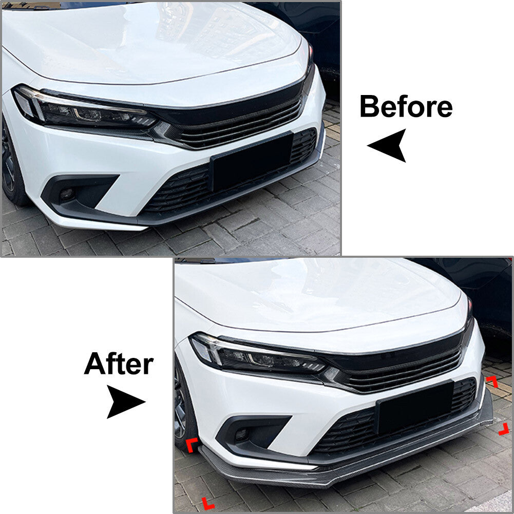 1x for Honda for Civic 11th Generation Front Bumper Lip Splitter Spoiler Body Kit Q