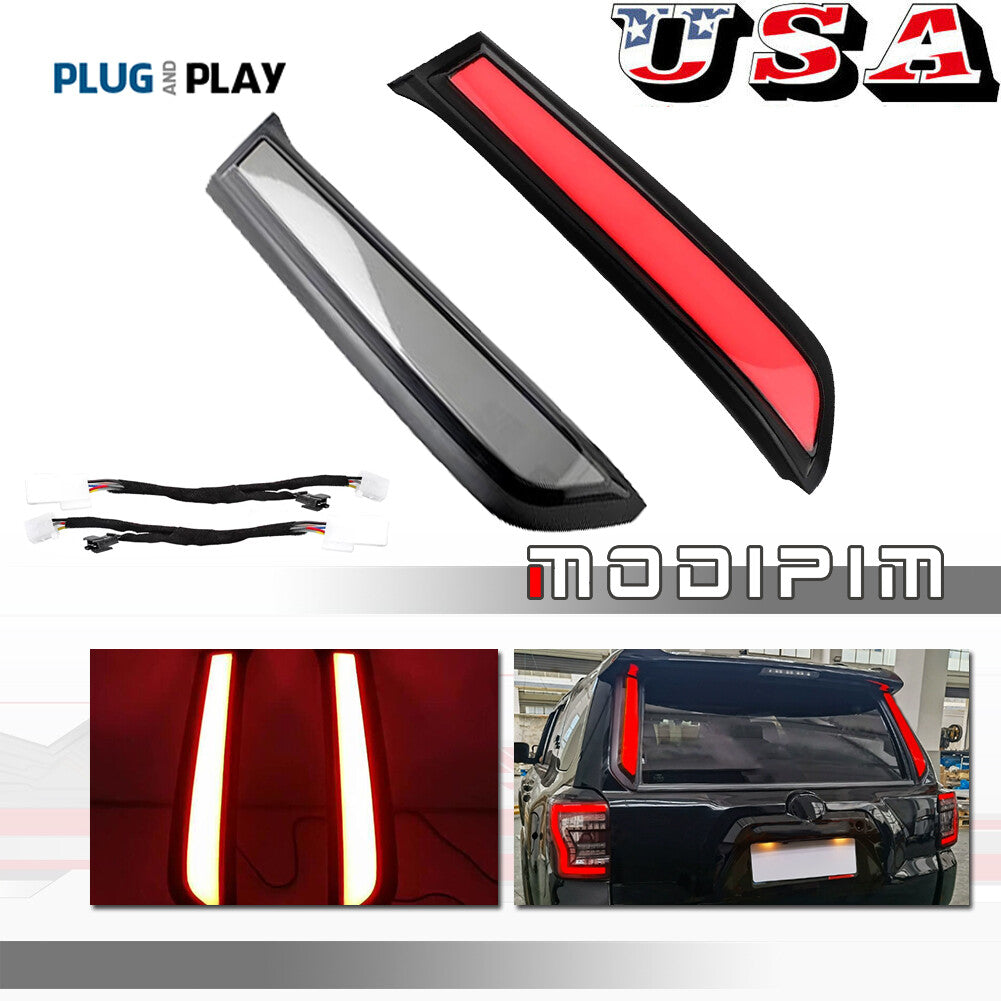LED smoked taillights and rear pillar brake lights for Toyota 4Runner 2010-2022.