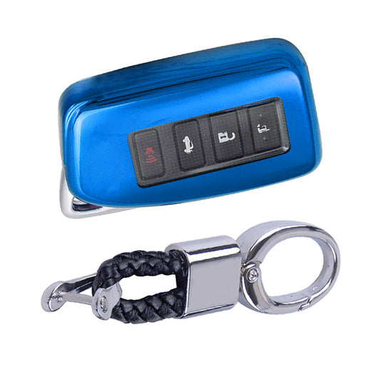 for CHRome Blue Key Fob Case Cover Chain Ring Keychain Fit for for Lexus for ES RX IS GS LX v