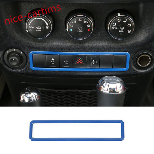 Blue ABS Car Emergency Light Lamp Switch Frame Trim for Jeep for Wrangler JK 2011-17
