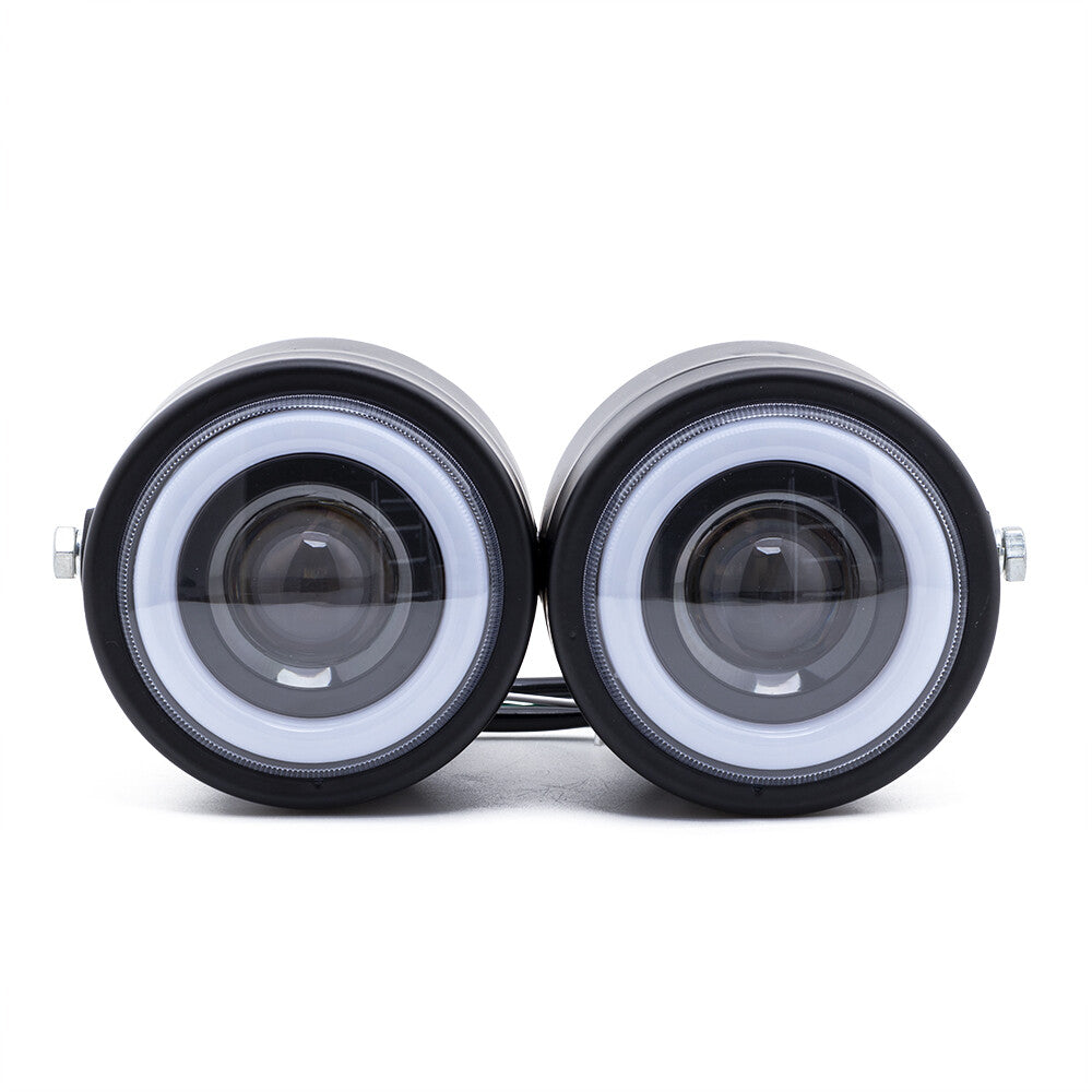 Motorcycle Black LED Twin Headlight Double Dual White DRL Lamp for Honda for Yamaha Q