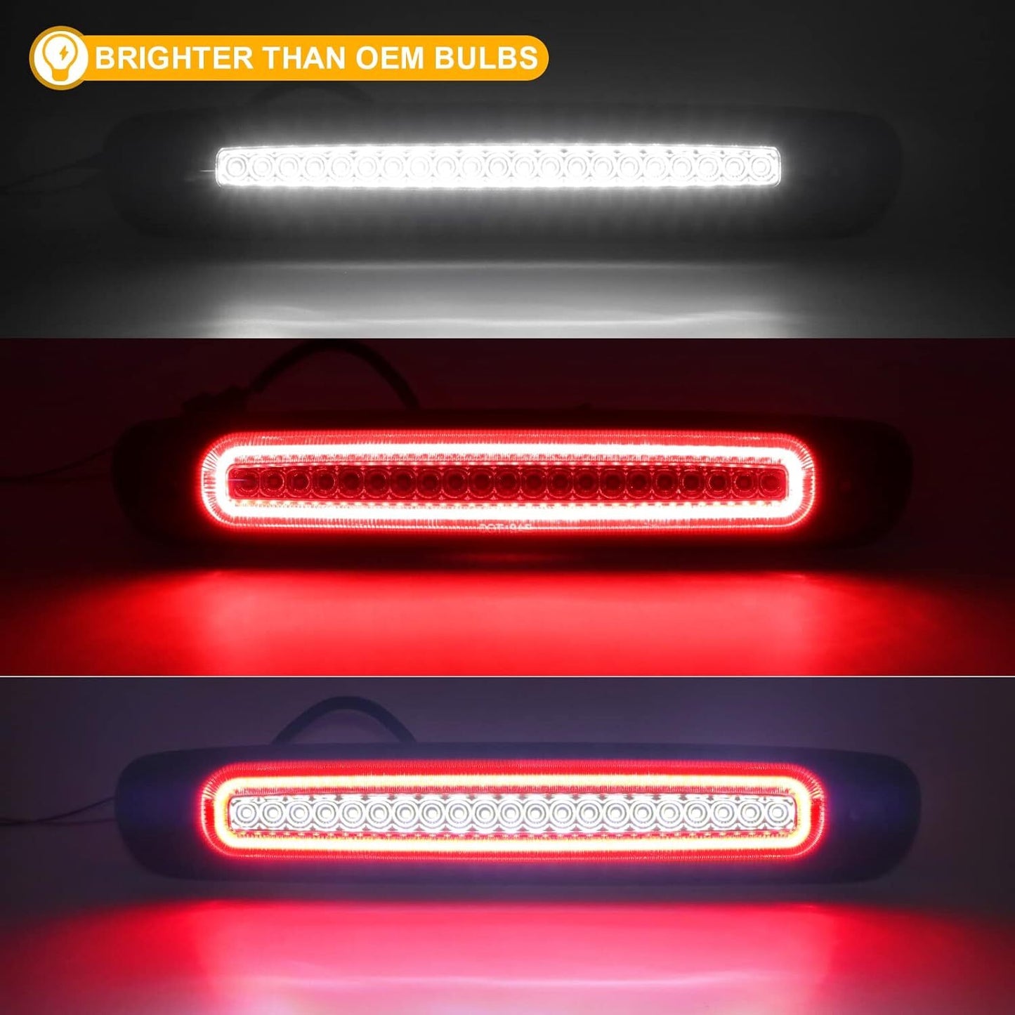 2007-14 for Silverado for GMC for Sierra Red Mold LED 3RD Triple Bright Finish - v