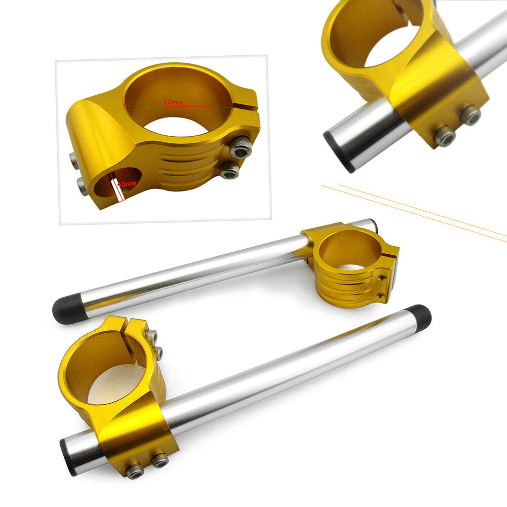 for SUZUKI GSXR 600 750 1000 TL1000R 50mm Clip On Ons Handlebars Handle Bar Gold Q