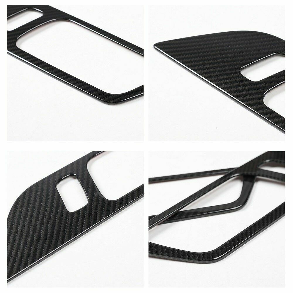 A pair of carbon fiber interior door handle trim covers for the for Ford for Mustang 2015 - 2020