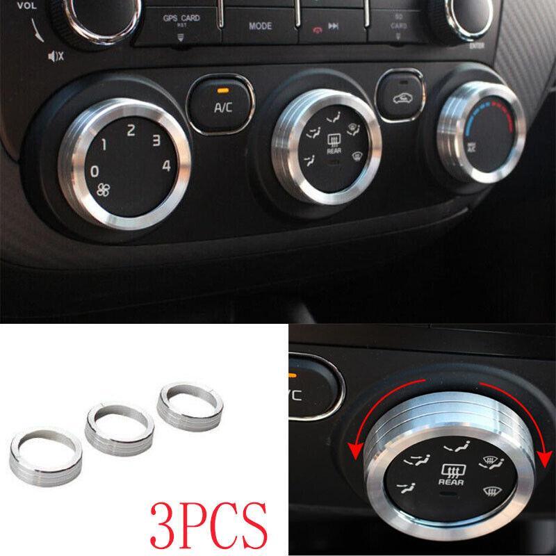 Aluminum Silver Console Air Conditioning Knob Trim for Kia Forte Car 14-2018