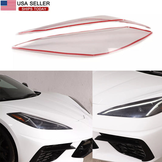 Transparent headlight lens cover trim for Corvette C8 2020 - 2024 models. n