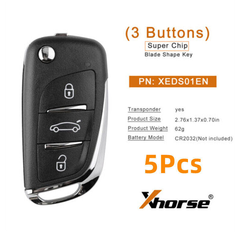 5Pcs XEDS01EN Super Remote Key for DS 3 Buttons Super Chip for Toyota