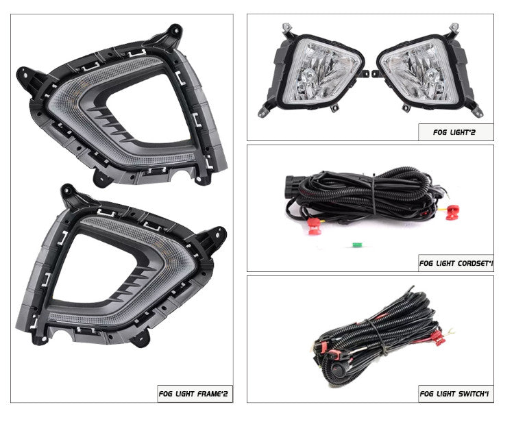 for Hyundai Creta 2017-2020 LED Fog Lights Front Bumper Lamps Wiring Switch Kit n
