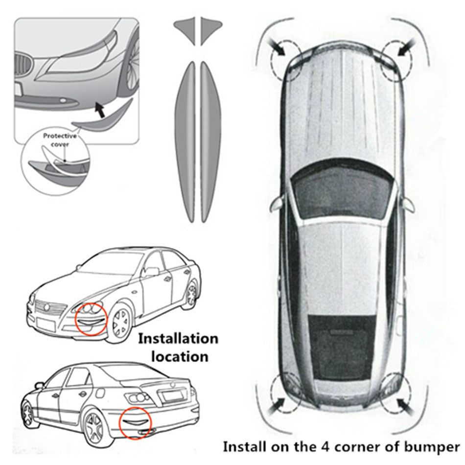 Car Bumper Anti-rub Mat 3D Cover Stickers Protector Guard Streamline White Pad