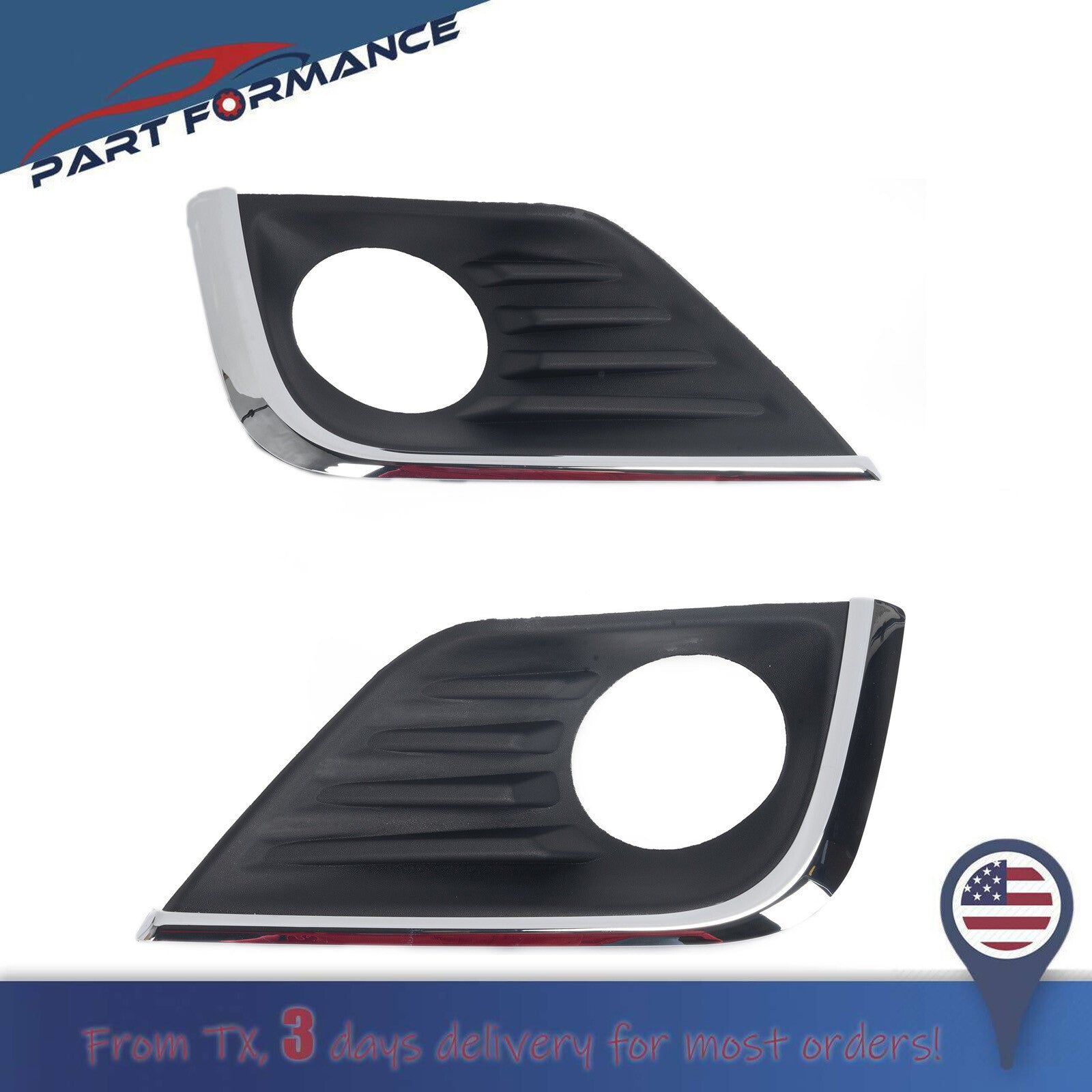 Pair of Fog Light Bezel Covers with for CHRome Trim for 2016 - 2018 for Altima - v