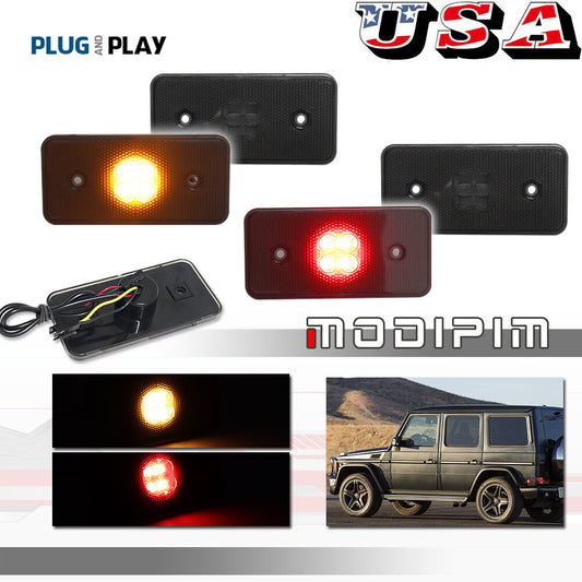 4pcs LED Side Marker Lights Smoked Lens Front and Rear for 02-14 for Mercedes G-Class W463- v