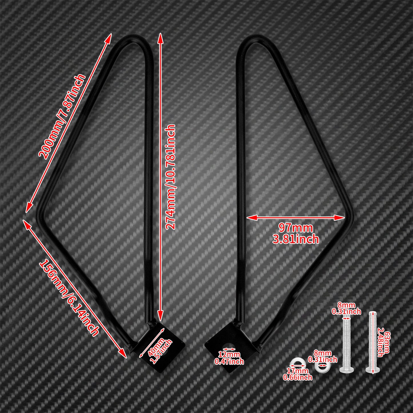 Black Saddle Bag Support Bars Mount Bracket Fit for Harley Sportster XL 883 Dyna Q
